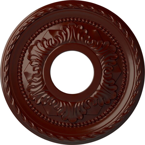 Ekena Millwork Palmetto Ceiling Medallion (Canopies up to 4 7/8"), 12 1/8"OD x 3 1/2"ID x 1"P, Brushed Mahogany CM12PMBMF - main